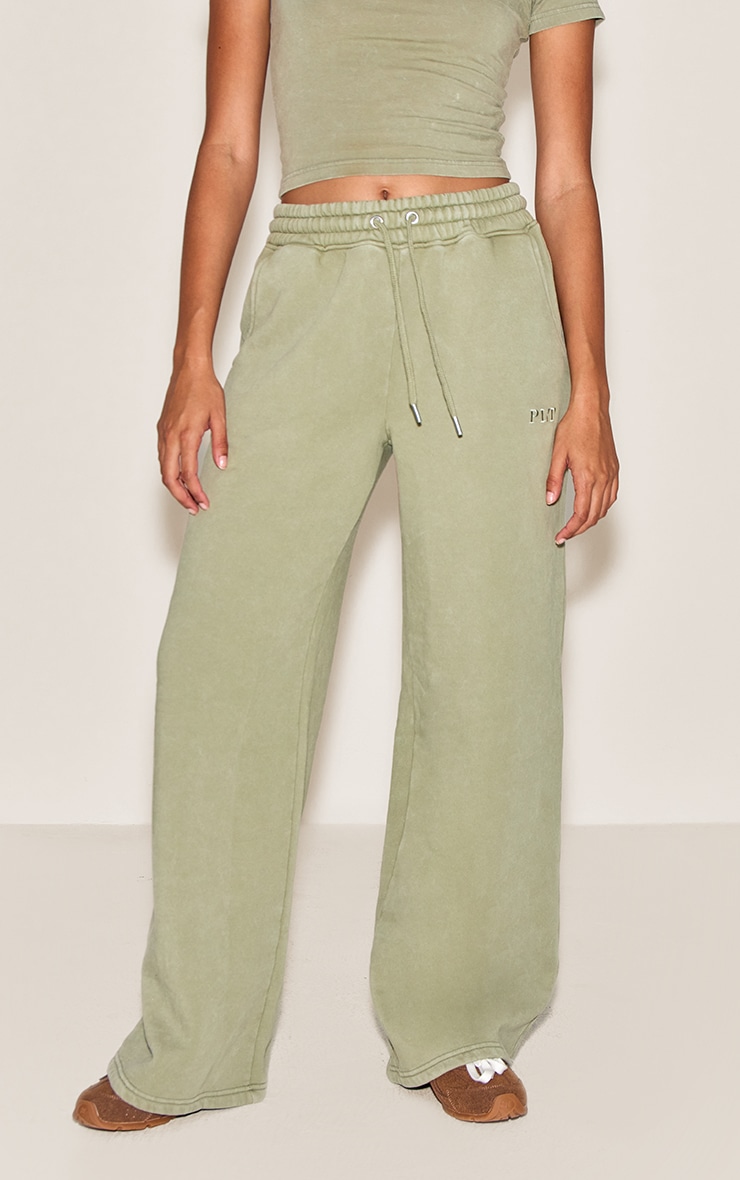 Olive Washed Wide Leg Sweatpants image 2