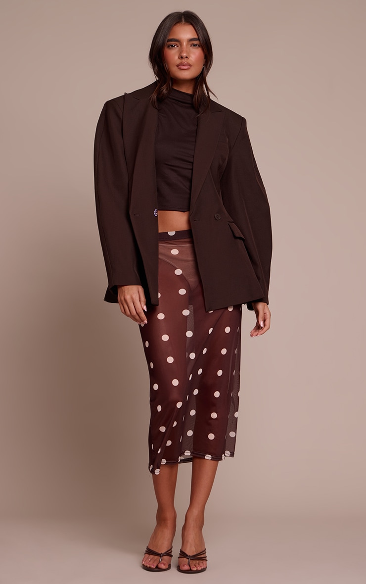Chocolate Mesh Polka Dot Midi Skirt