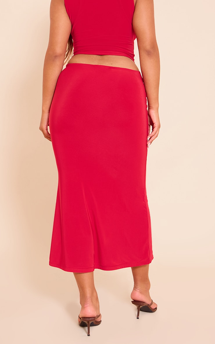 Shape Red Slinky Drape Detail Midi Skirt | Shape