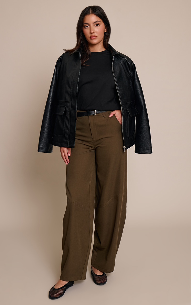 Dark Khaki Seam Detail Woven Balloon Pants image 1