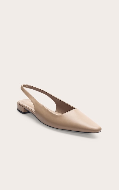 Mushroom Pu Flat Slingback Court Shoe