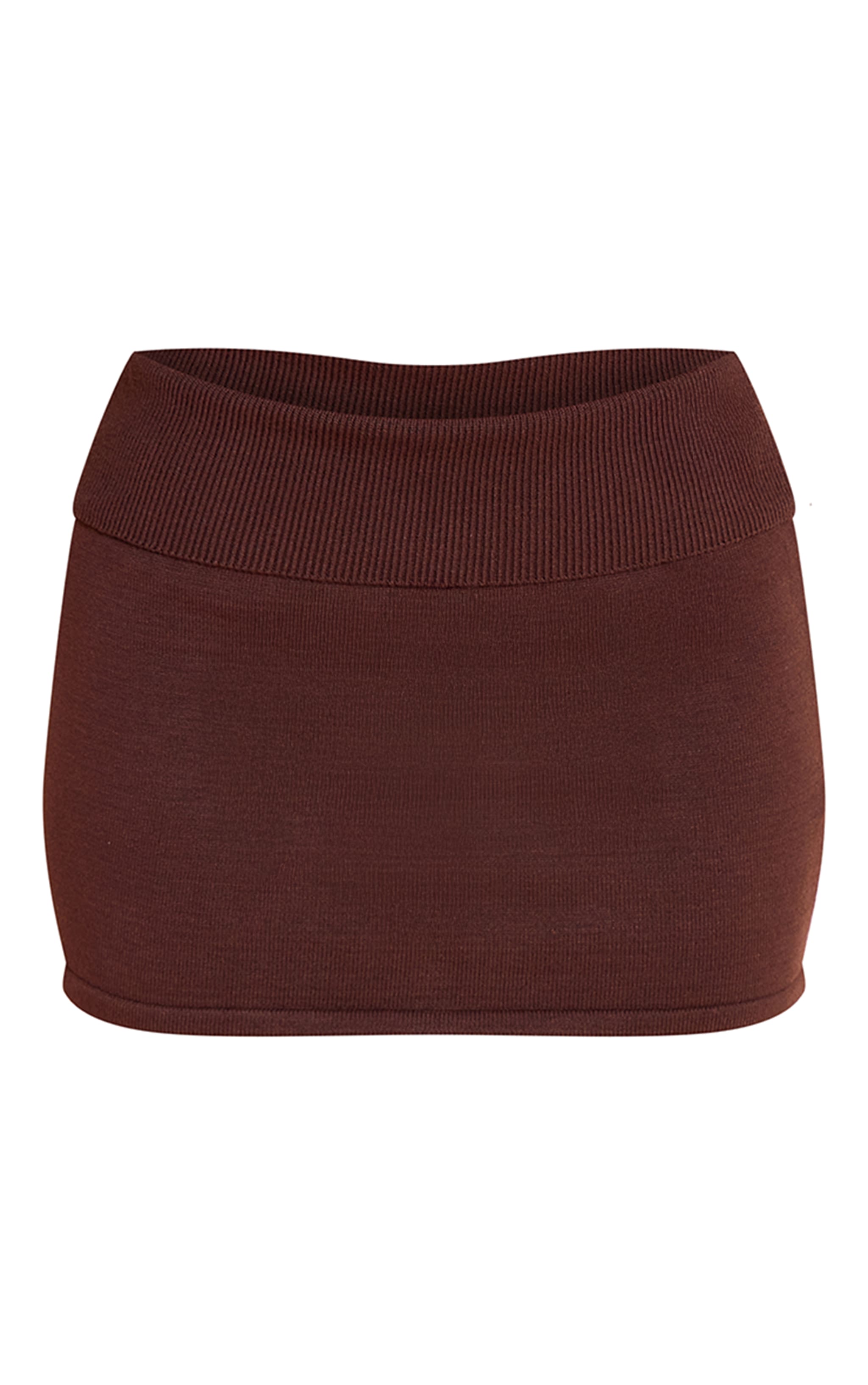 Petite Chocolate Knit Fold Over Waistband Mini Skirt  image 6