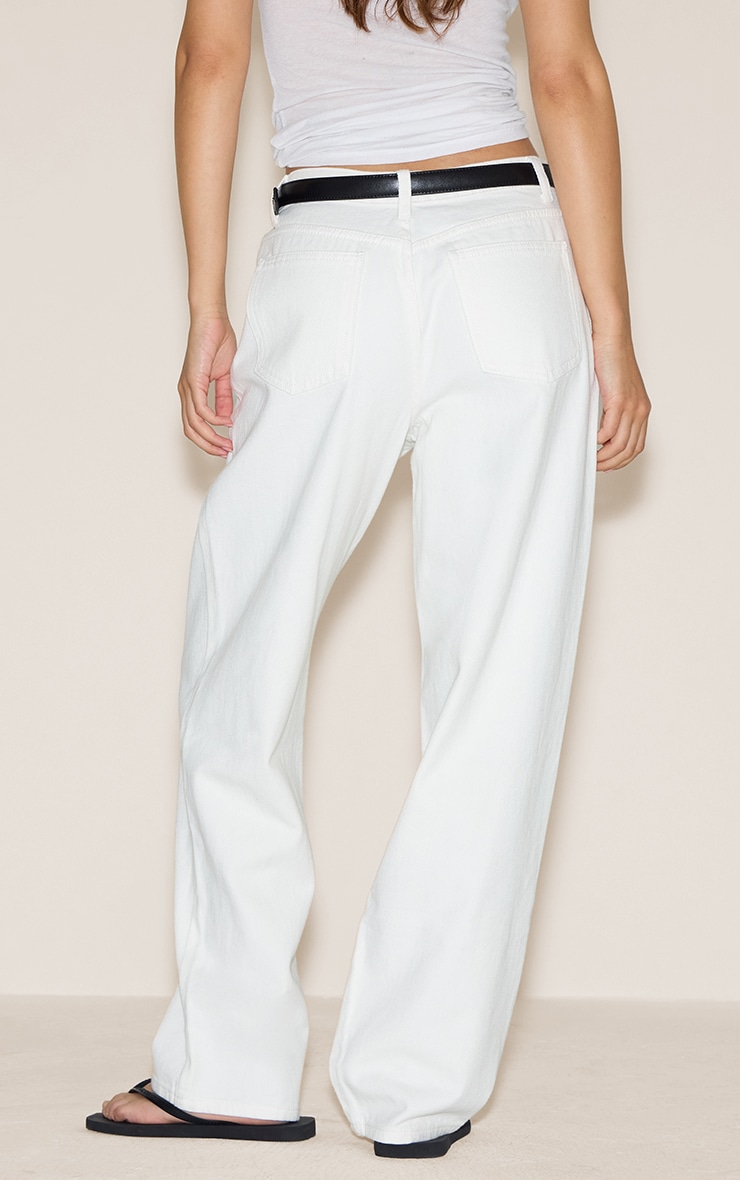 Jean boyfriend blanc à taille haute image 3