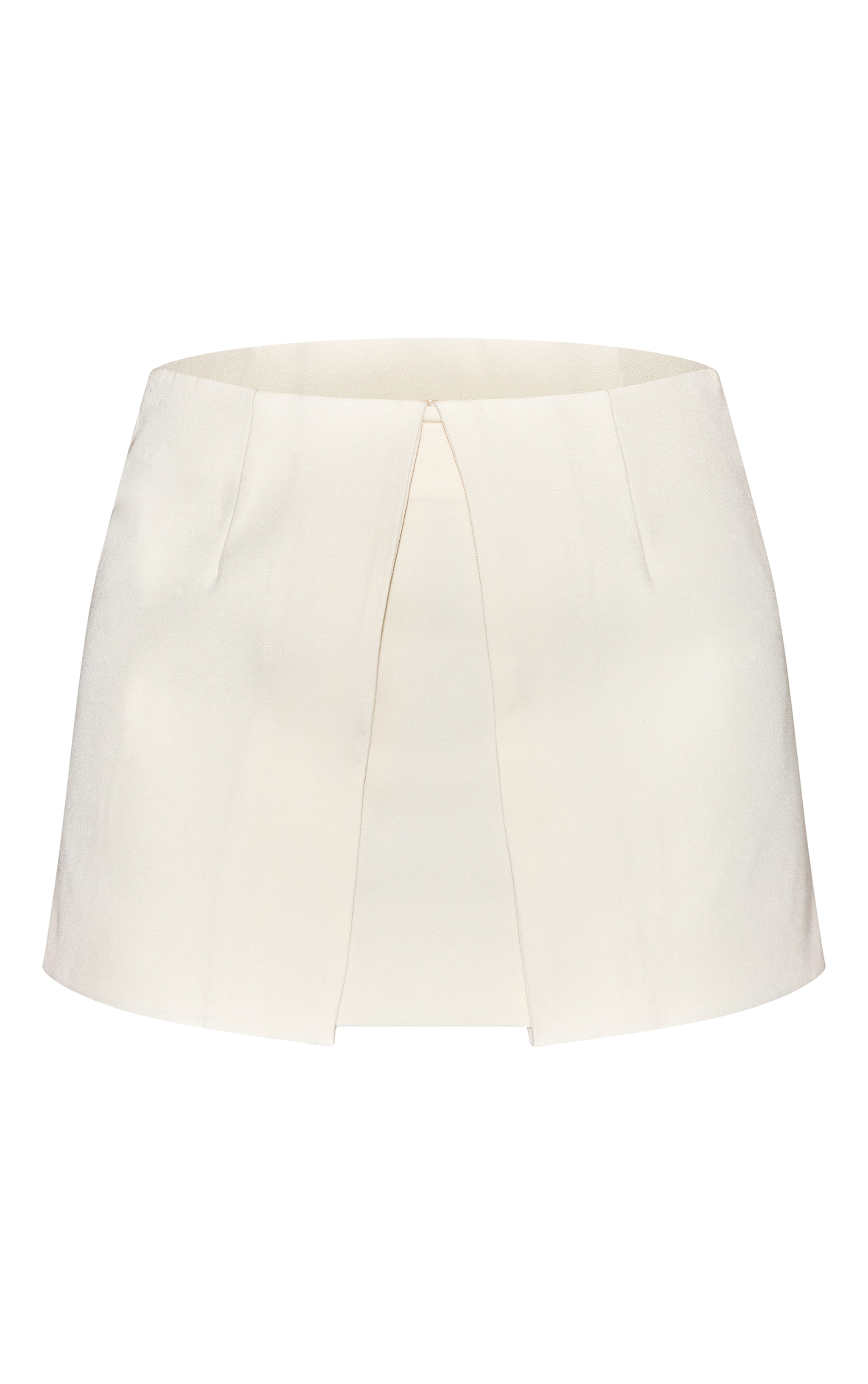 Cream Structured Woven Split Hem Mini Skirt image 6
