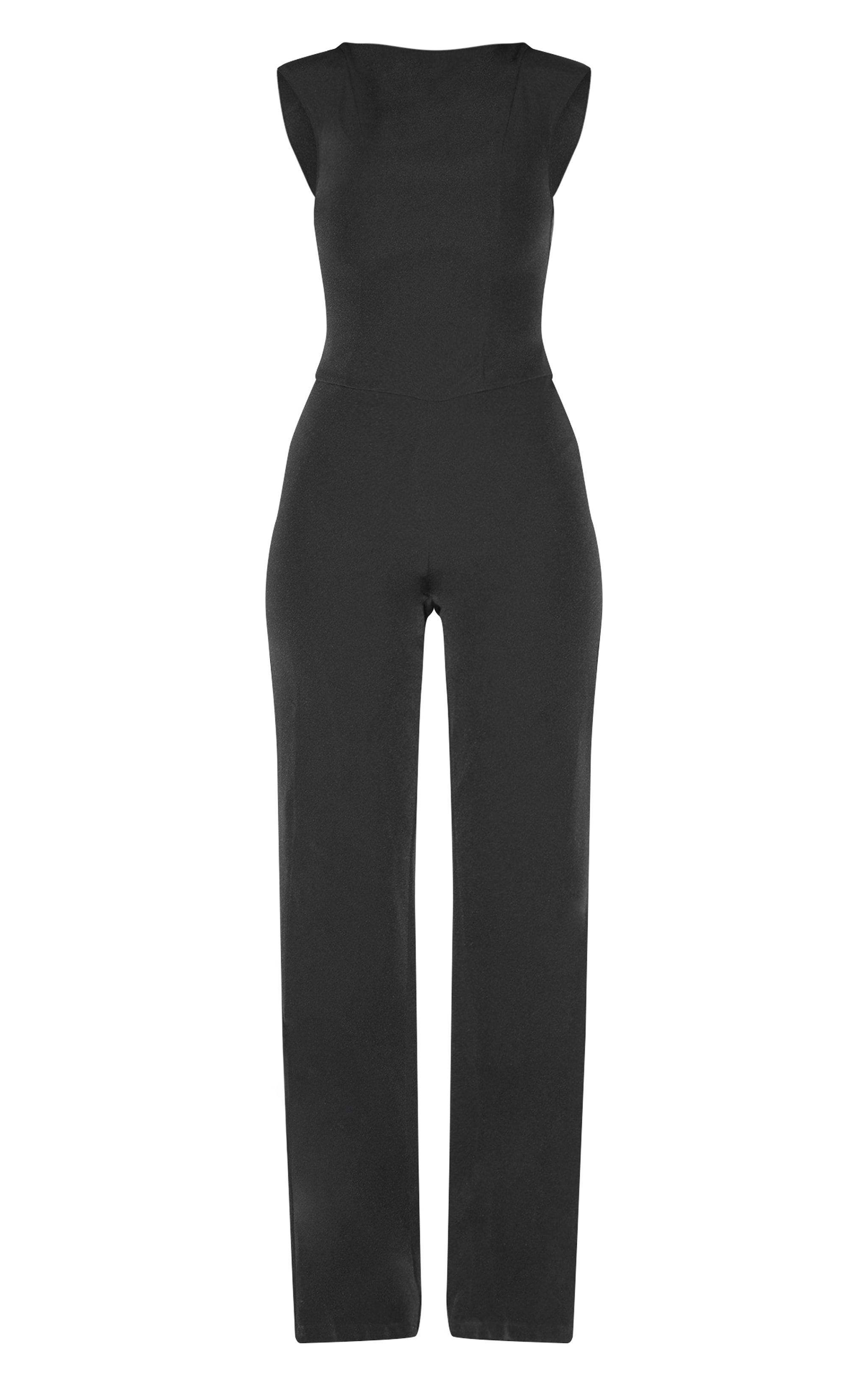 Tall Black Sleeveless Woven Wide Leg Jumpsuit image 5