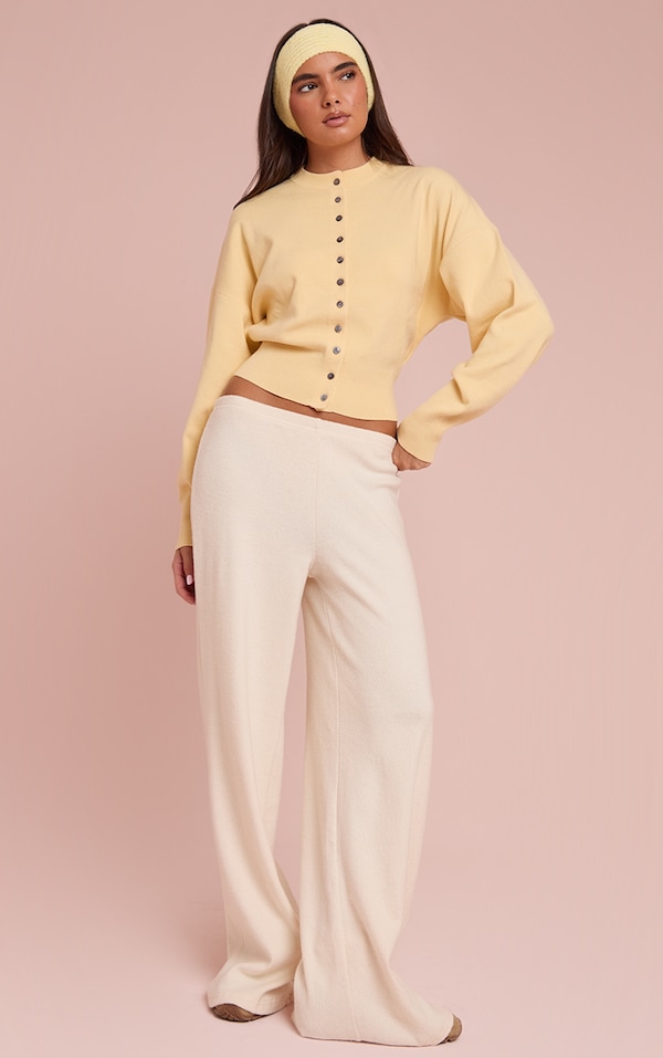 Pantalon épais ample brossé côtelé crème