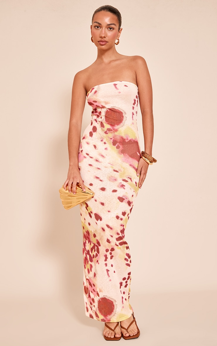 Robe bustier longue texturée imprimé multicolore image 1