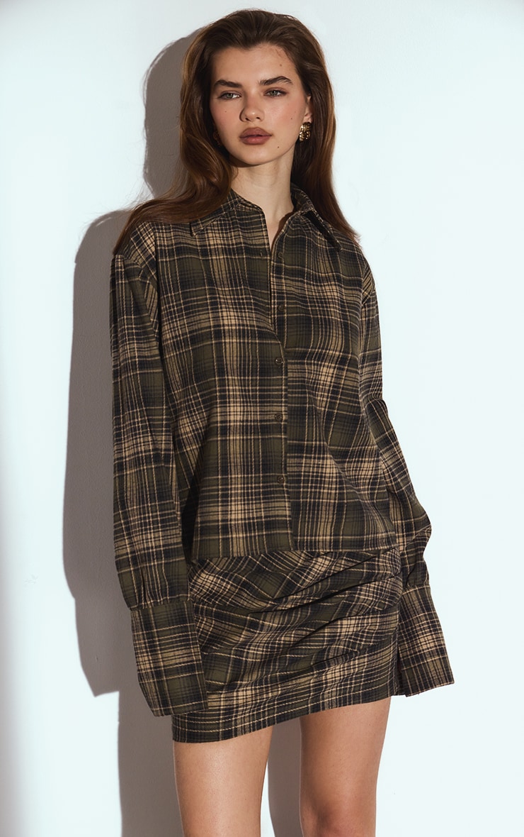 Green Check Ruched Skirt  image 5