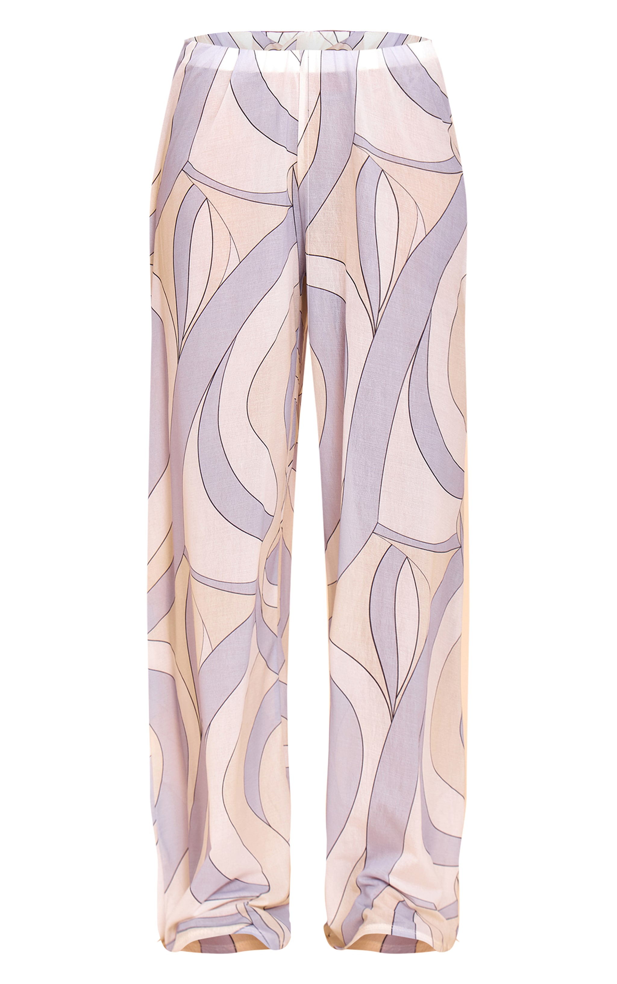 Petite Purple Sheer Printed Chiffon Sheer Wide Leg Pants image 5