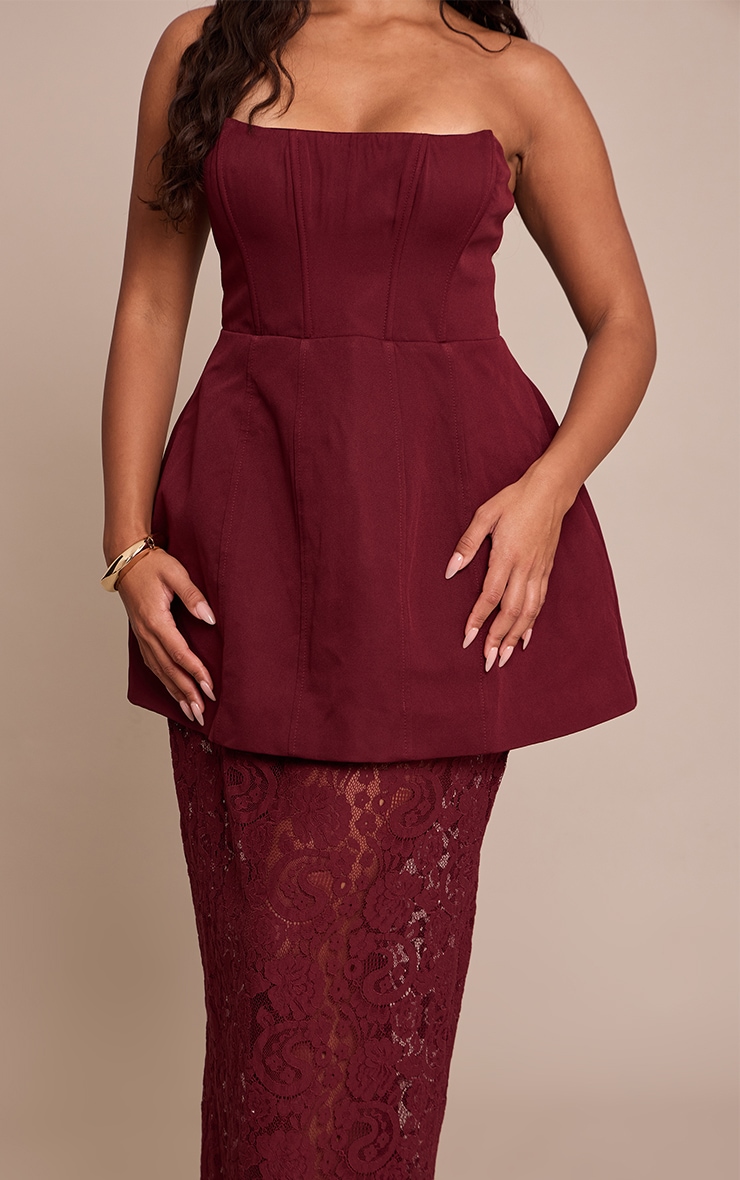 Shape Plum Structured A Line Lace Hem Maxi Dress image 4