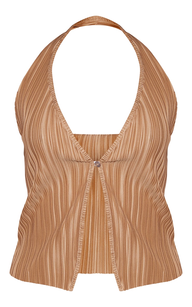 Camel Plisse Waistcoat image 5
