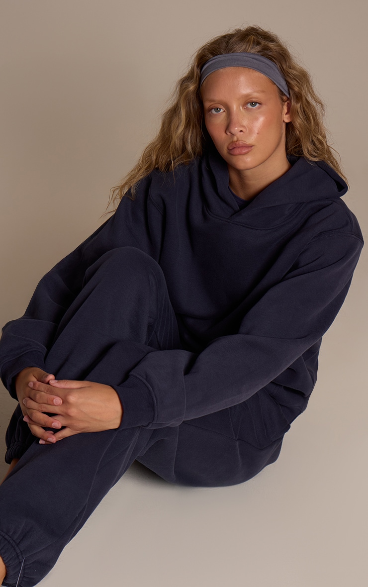 Hoodie pullover en coton polaire bleu marine image 4