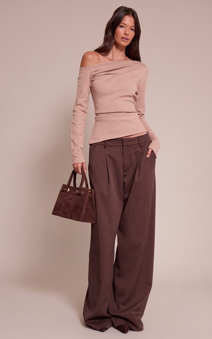 Chocolate Asymmetric Knitted Top image 3