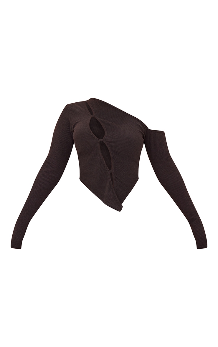 Black Crinkle Rib One Shoulder Asymmetric Crop Top Co-ords