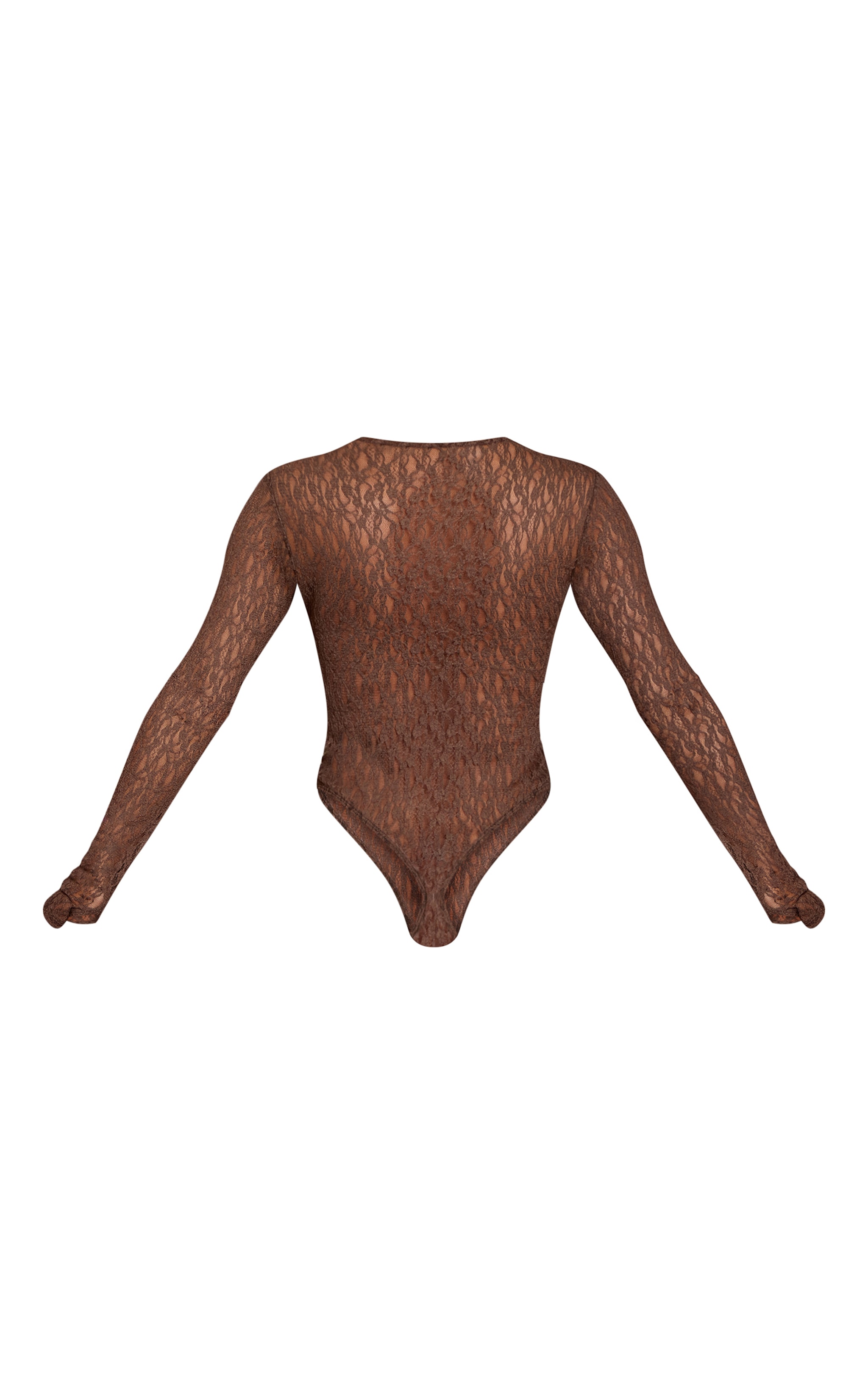 Body en dentelle texturée chocolat transparente à manches longues image 6