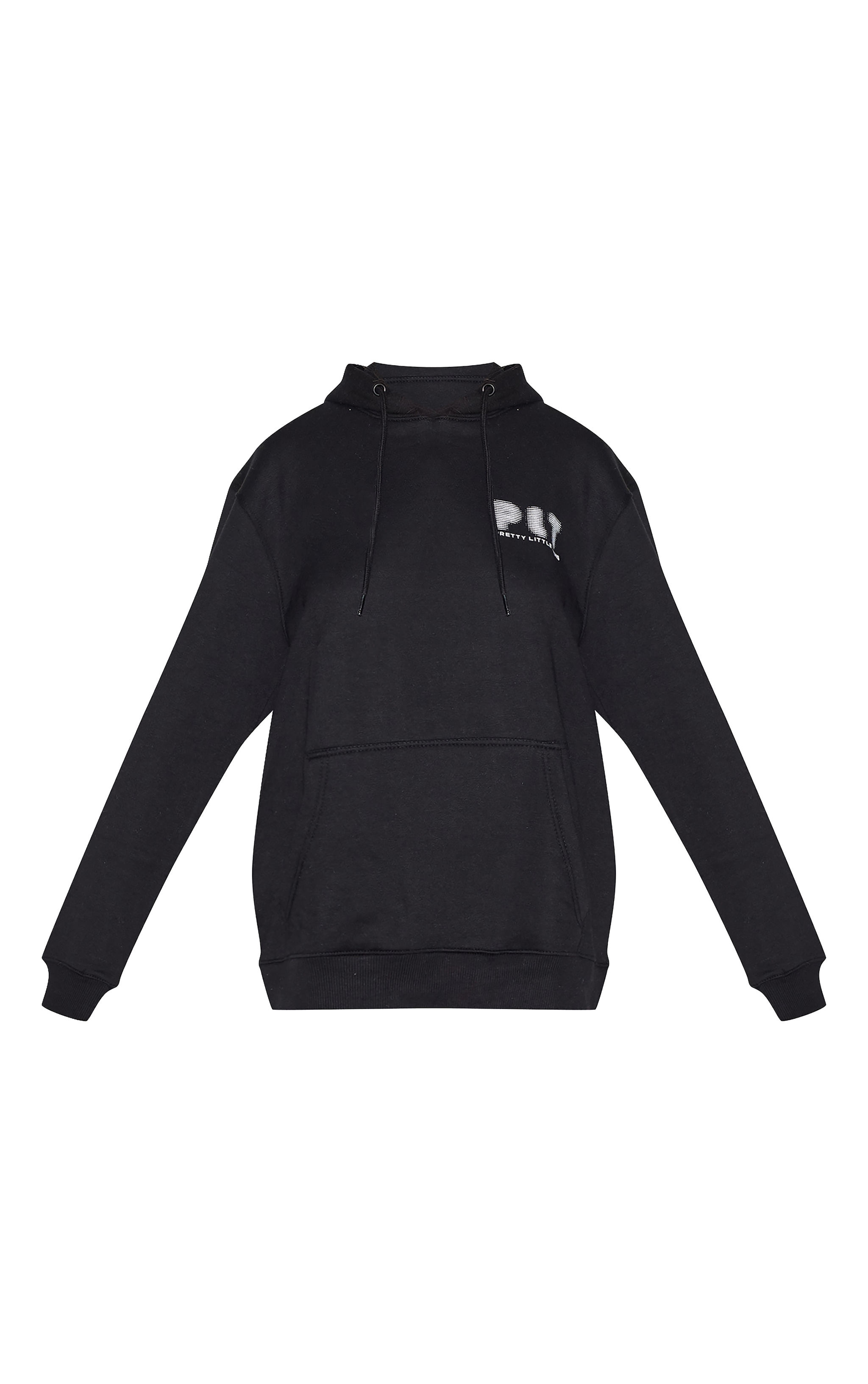 PRETTYLITTLETHING Black Printed Oversized Hoodie image 5