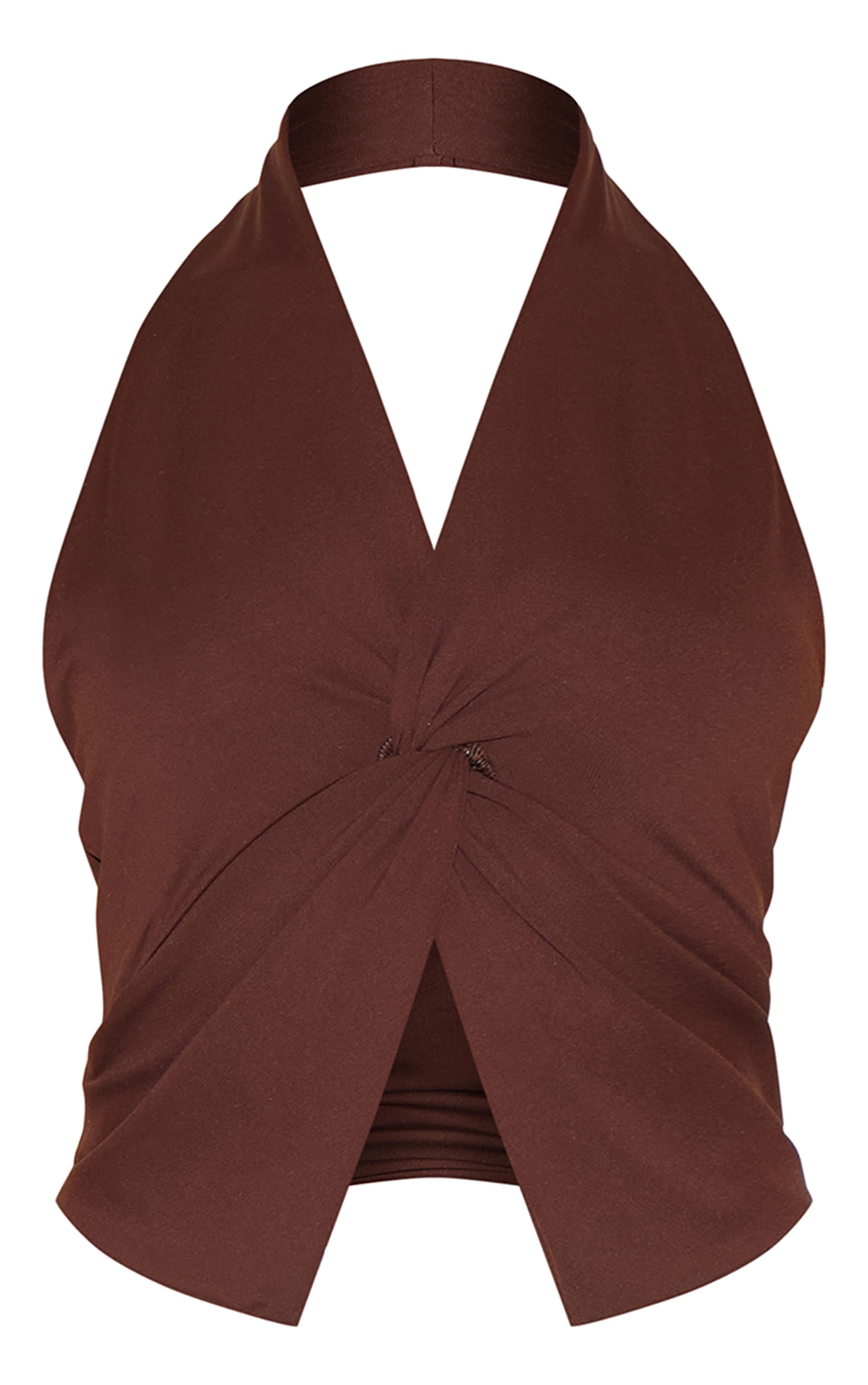 Petite Chocolate Halterneck Twist Detail Top image 5