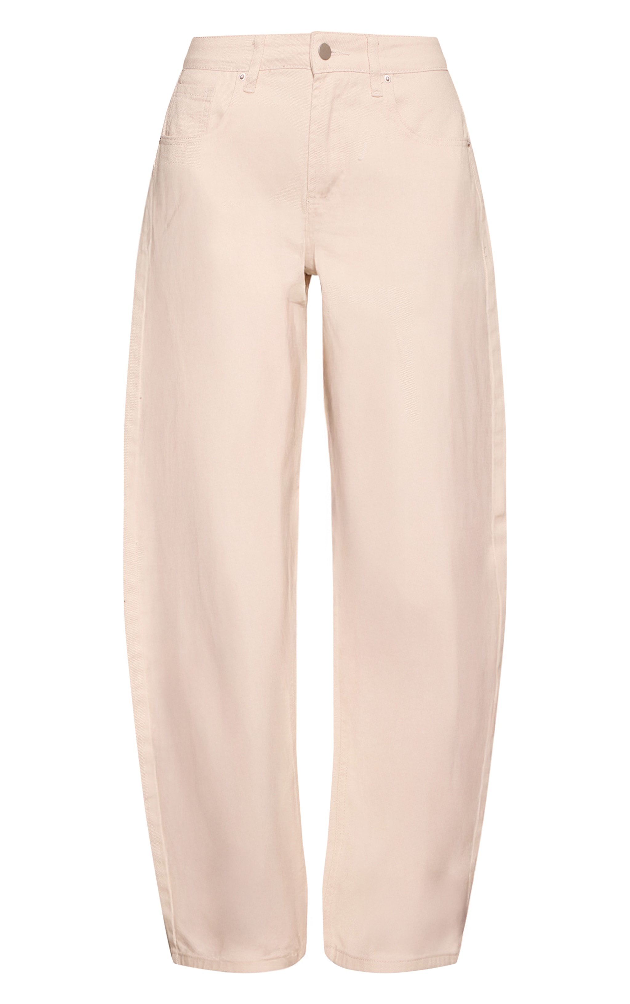 Ecru Low Rise Barrel Jeans image 5