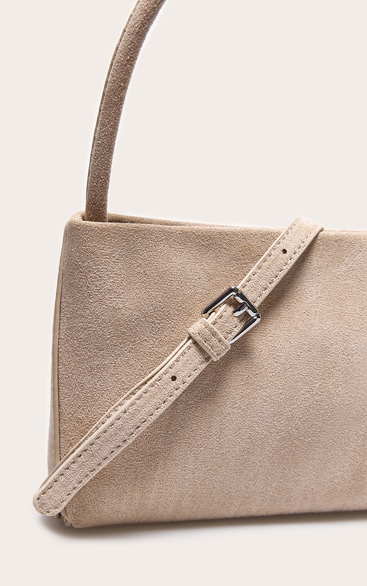 Cream Faux Suede Slim Shoulder Bag image 4