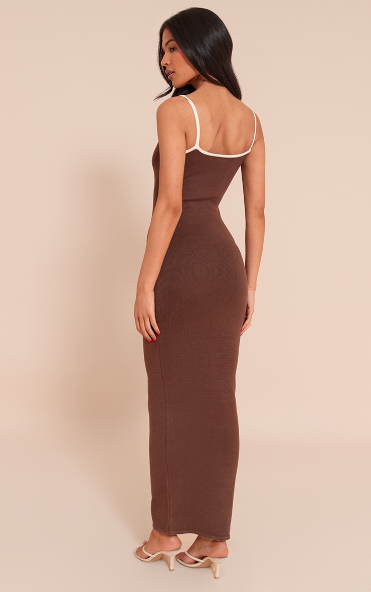 Tall Chocolate Contrast Knit Dress image 2