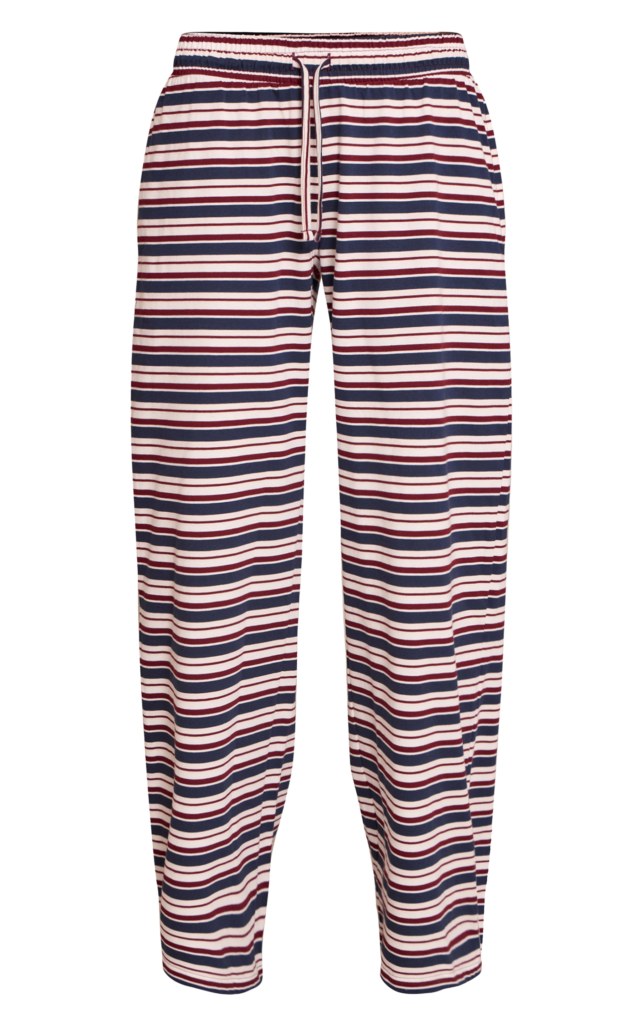 Pantalon large bordeaux à rayures et cordons ajustables image 5