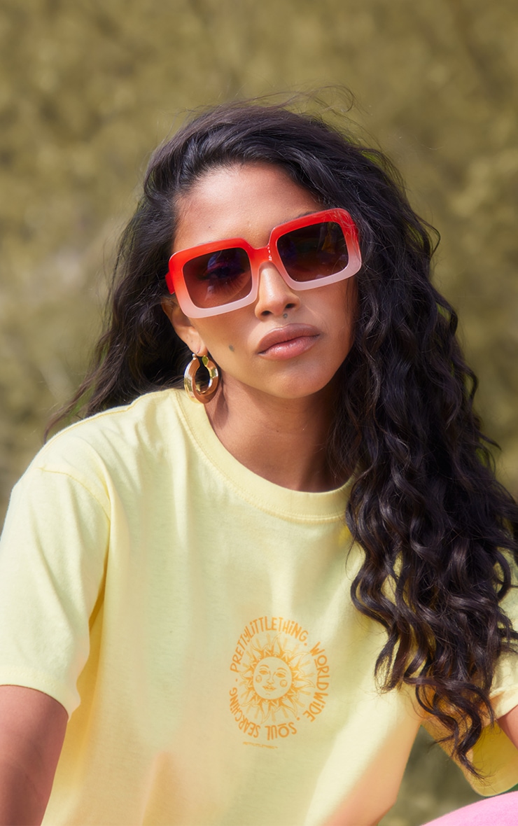 Orange Ombre Frame Square Sunglasses image 3