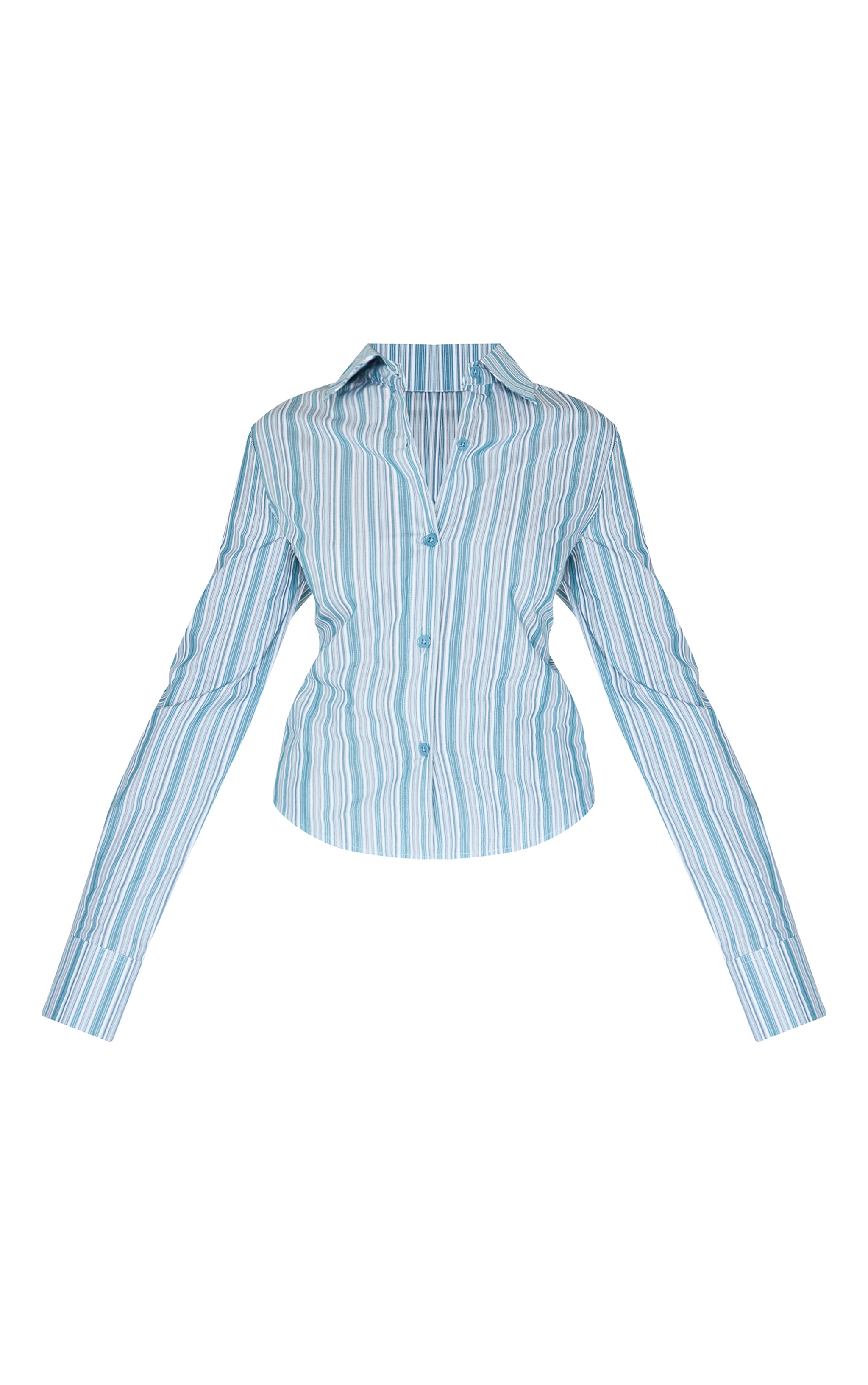 Blue Striped Fitted Shirt image 5