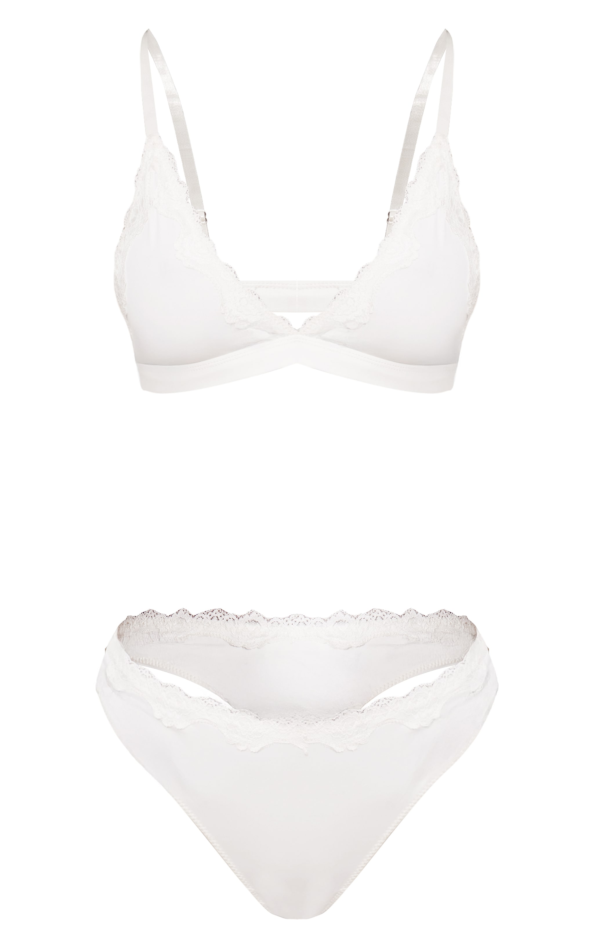 Cream Jersey Lace Trim Triangle Lingerie Set image 5