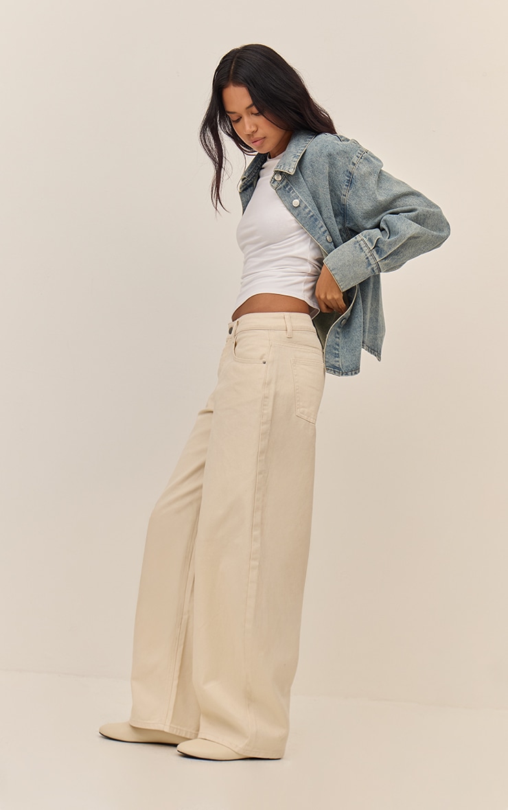 Ecru Low Rise Barrel Jeans image 2