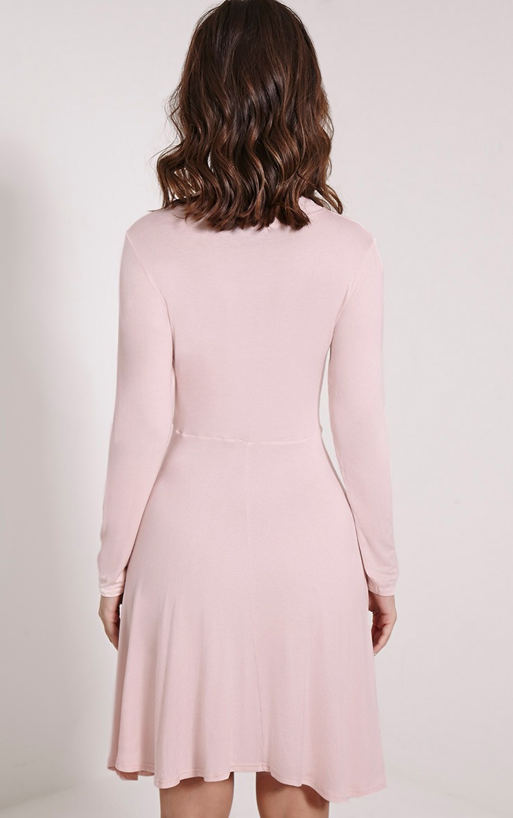Una Blush High Neck Long Sleeve Skater Dress PrettyLittleThing USA