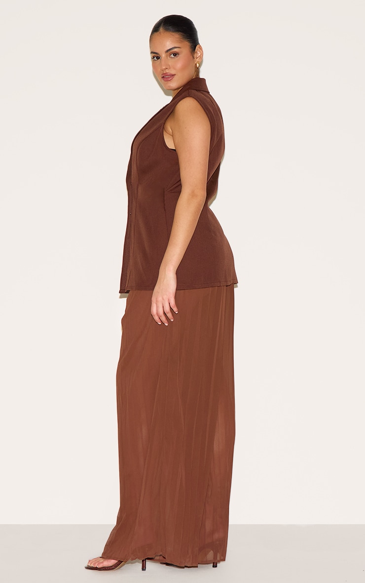 Plus Deep Chocolate Vest Overlay Chiffon Jumpsuit image 2
