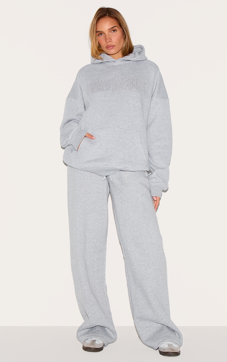 PRETTYLITTLETHING Grey Marl Applique Oversized Hoodie image 3
