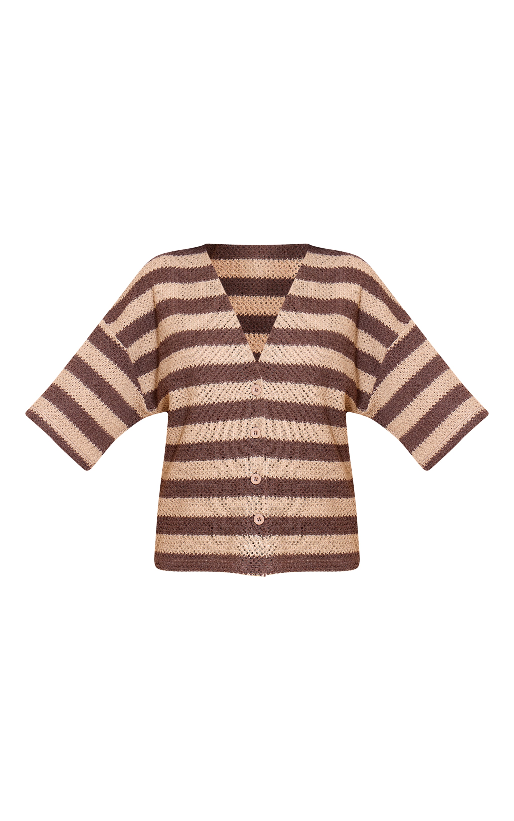 Brown Striped Oversized Button Up Top image 5