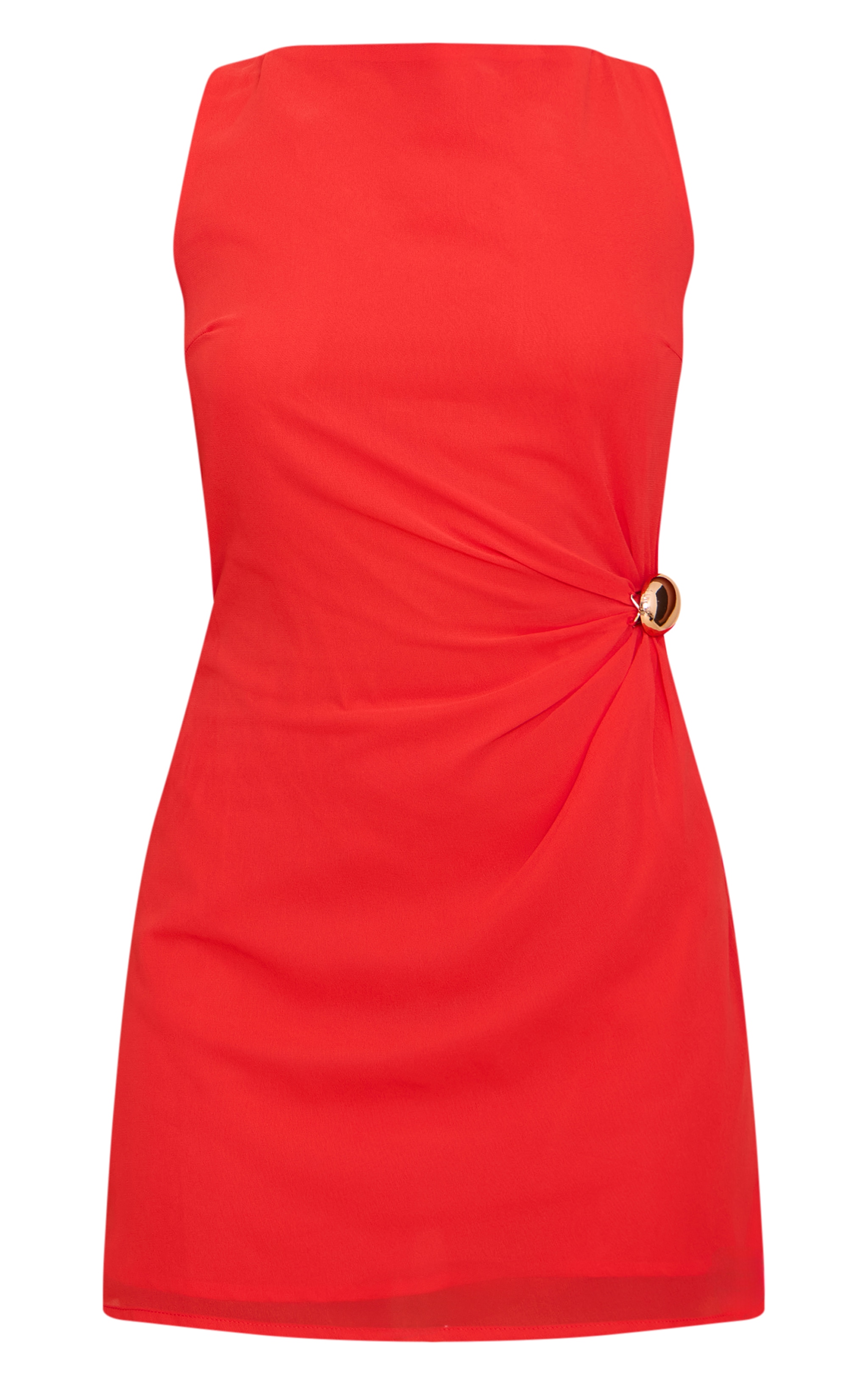 Red Chiffon Trim Detail Mini Dress image 5