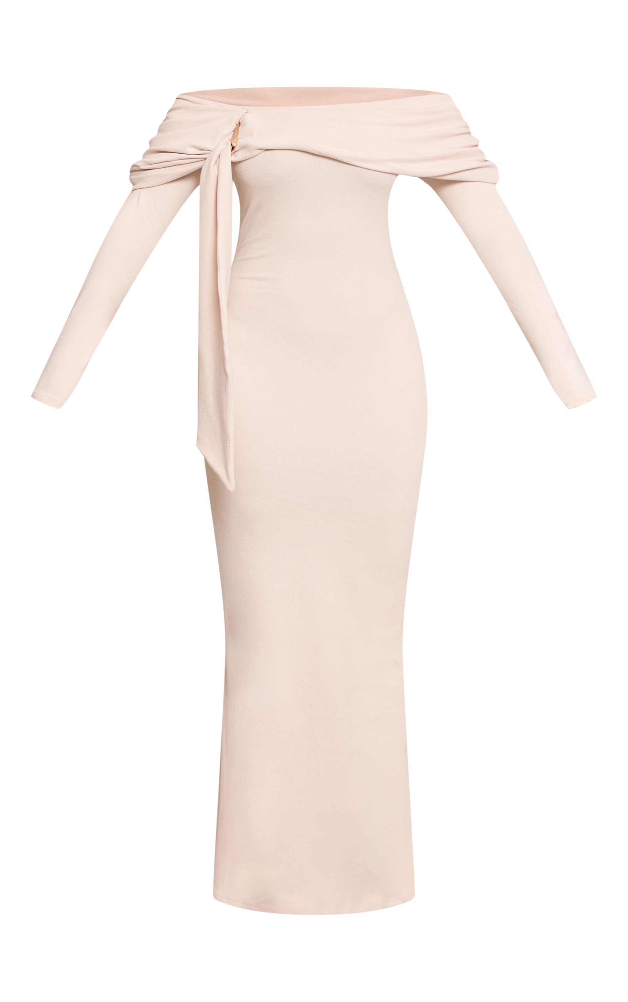 Shape Cream Bardot Trim Detail Maxi Dress image 5