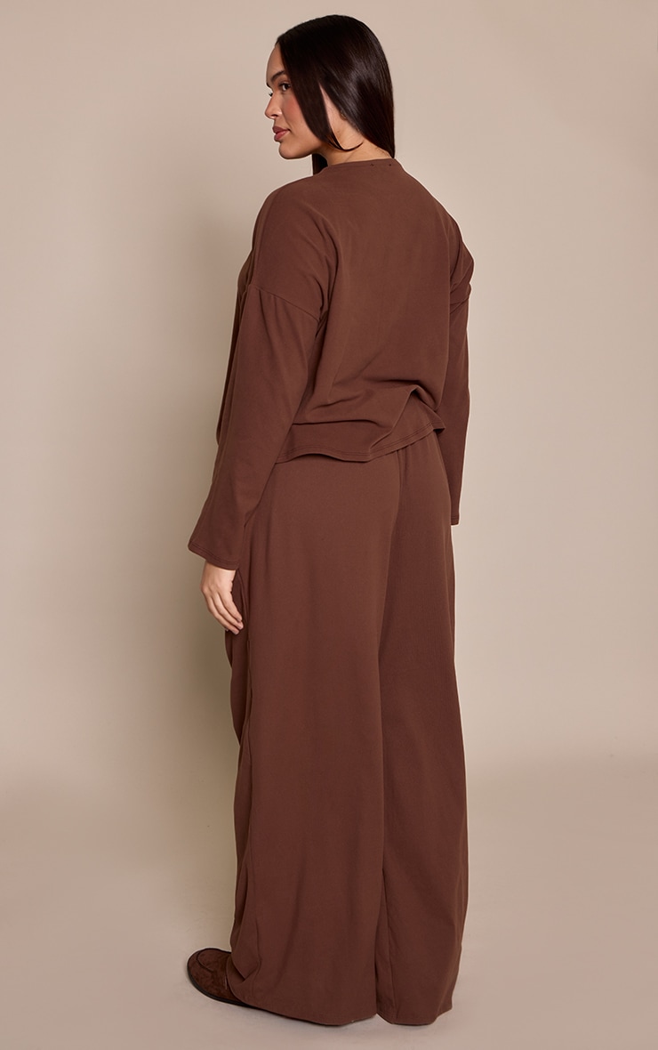 Plus Chocolate Soft Touch Wide Leg Trousers image 3