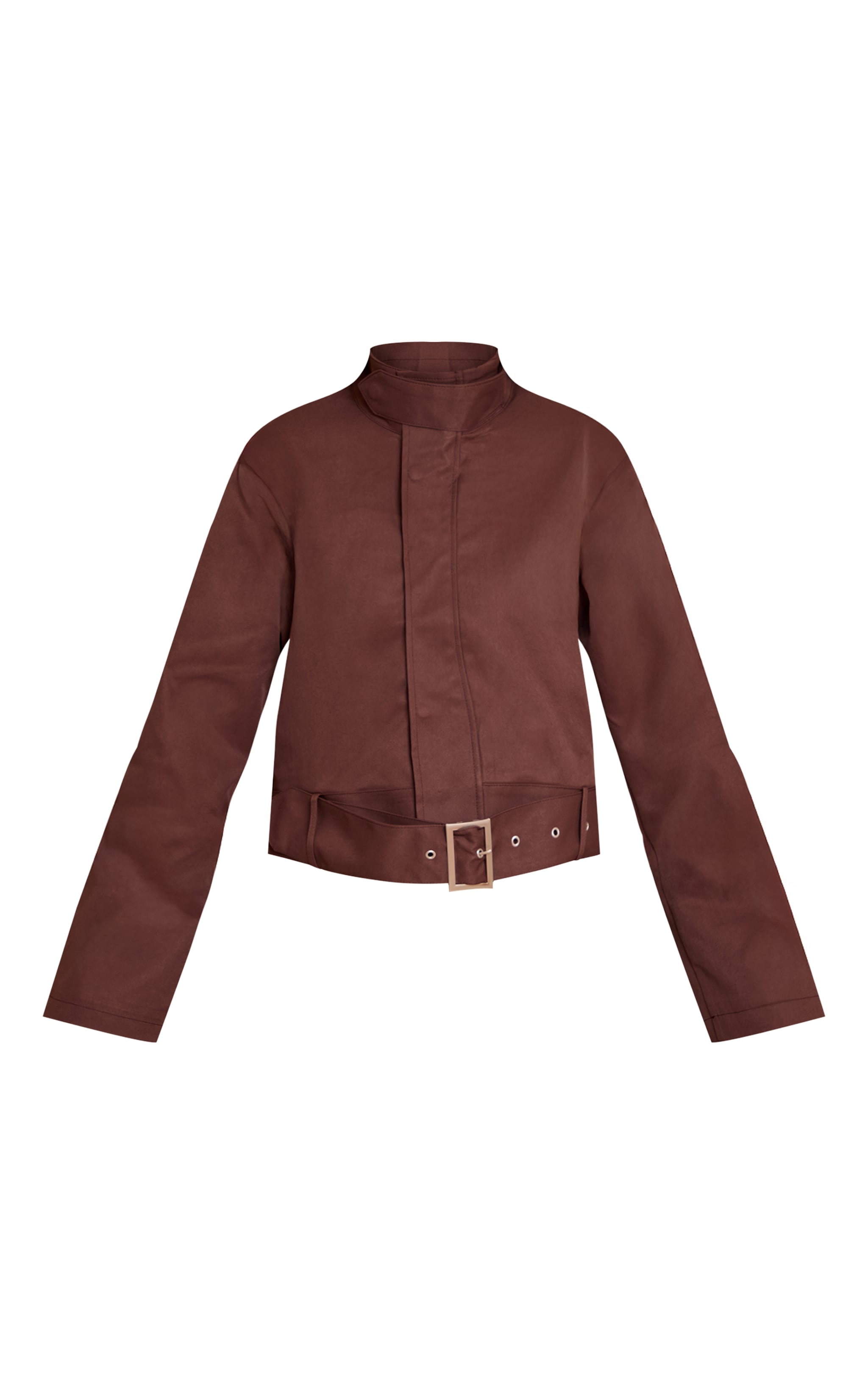 Veste de motard courte chocolat à ceinture image 5