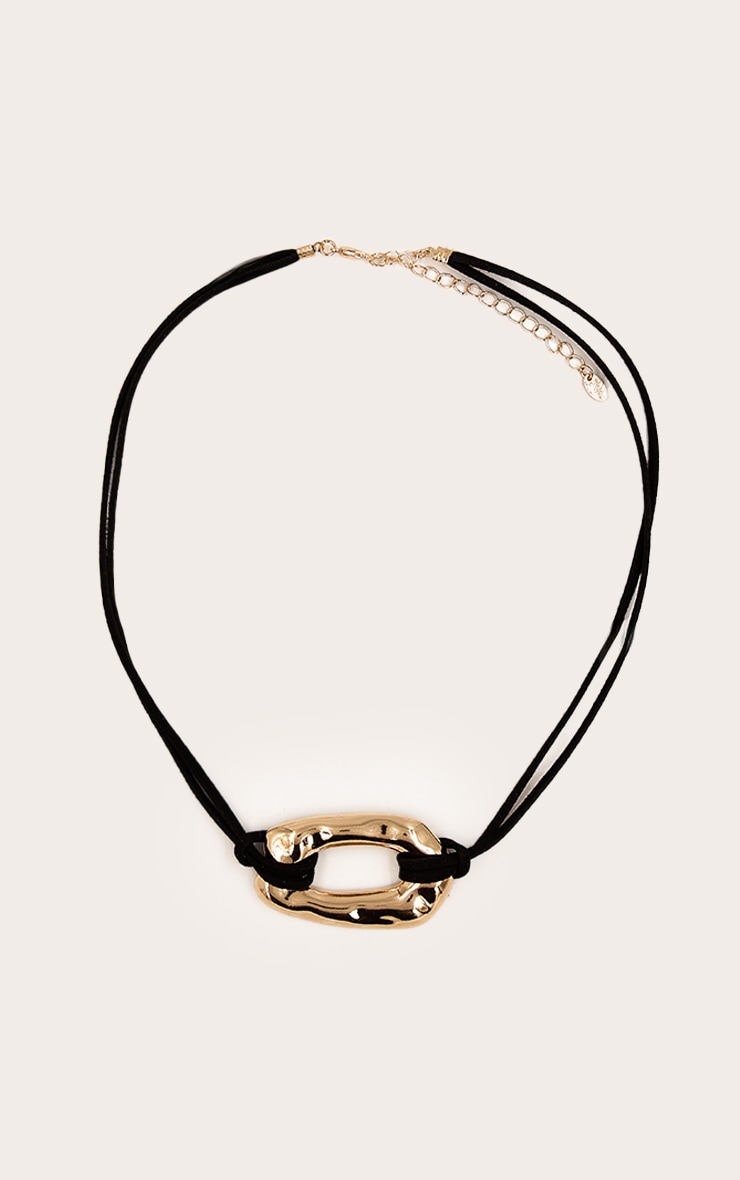 Gold Abstract Oval Statement Necklace image 2