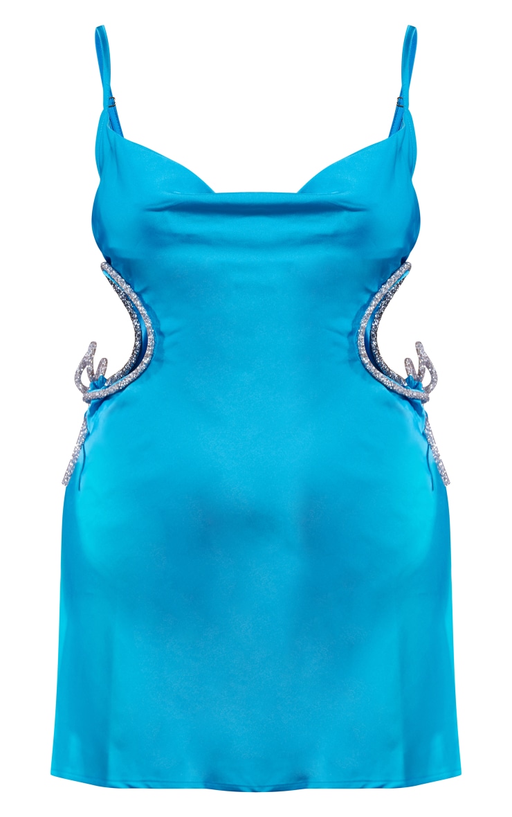 Bright Blue Glitter Bow Detail Cut Out Cami Dress image 1