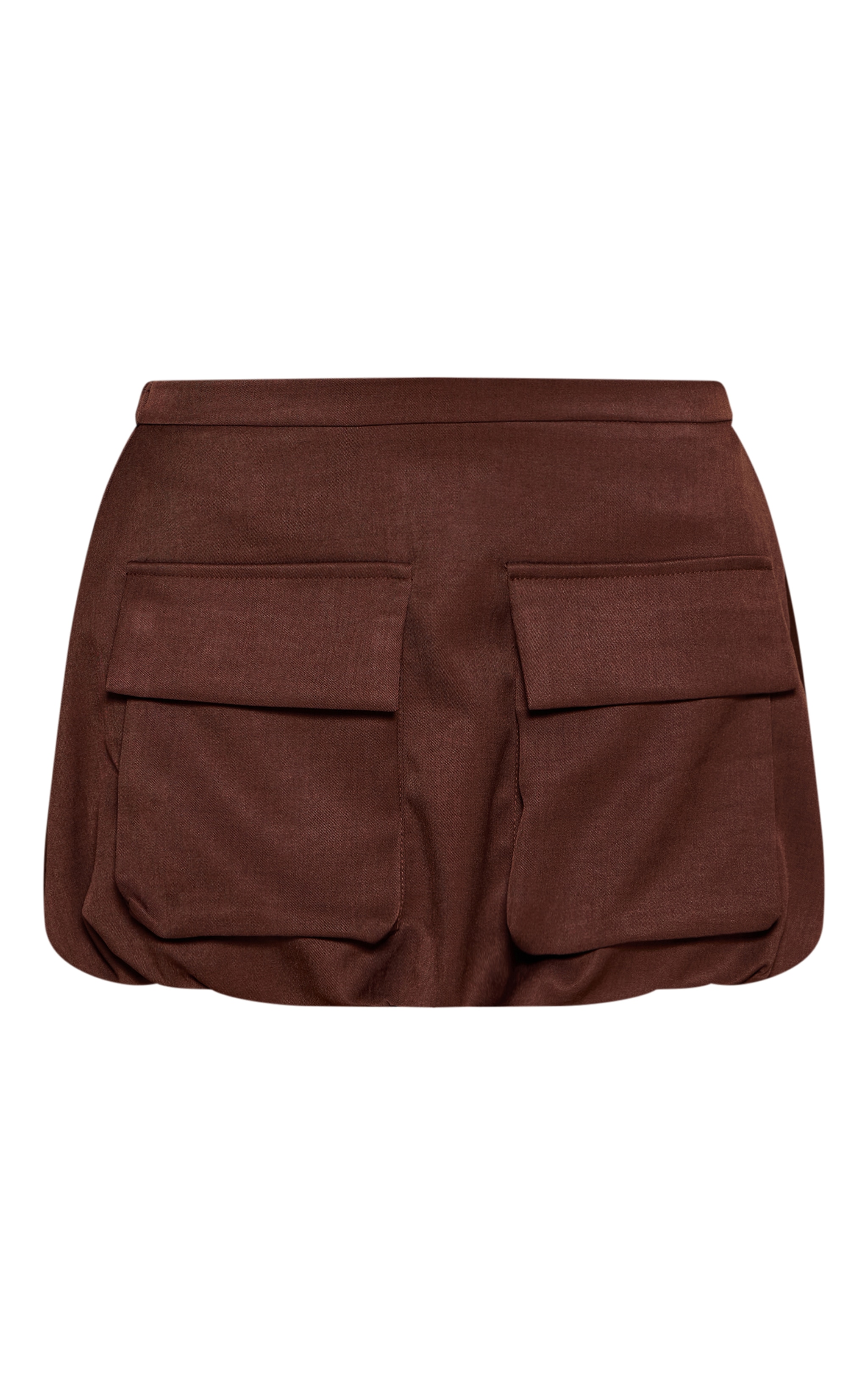 Chocolate Woven Utility Puffball Mini Skirt image 6