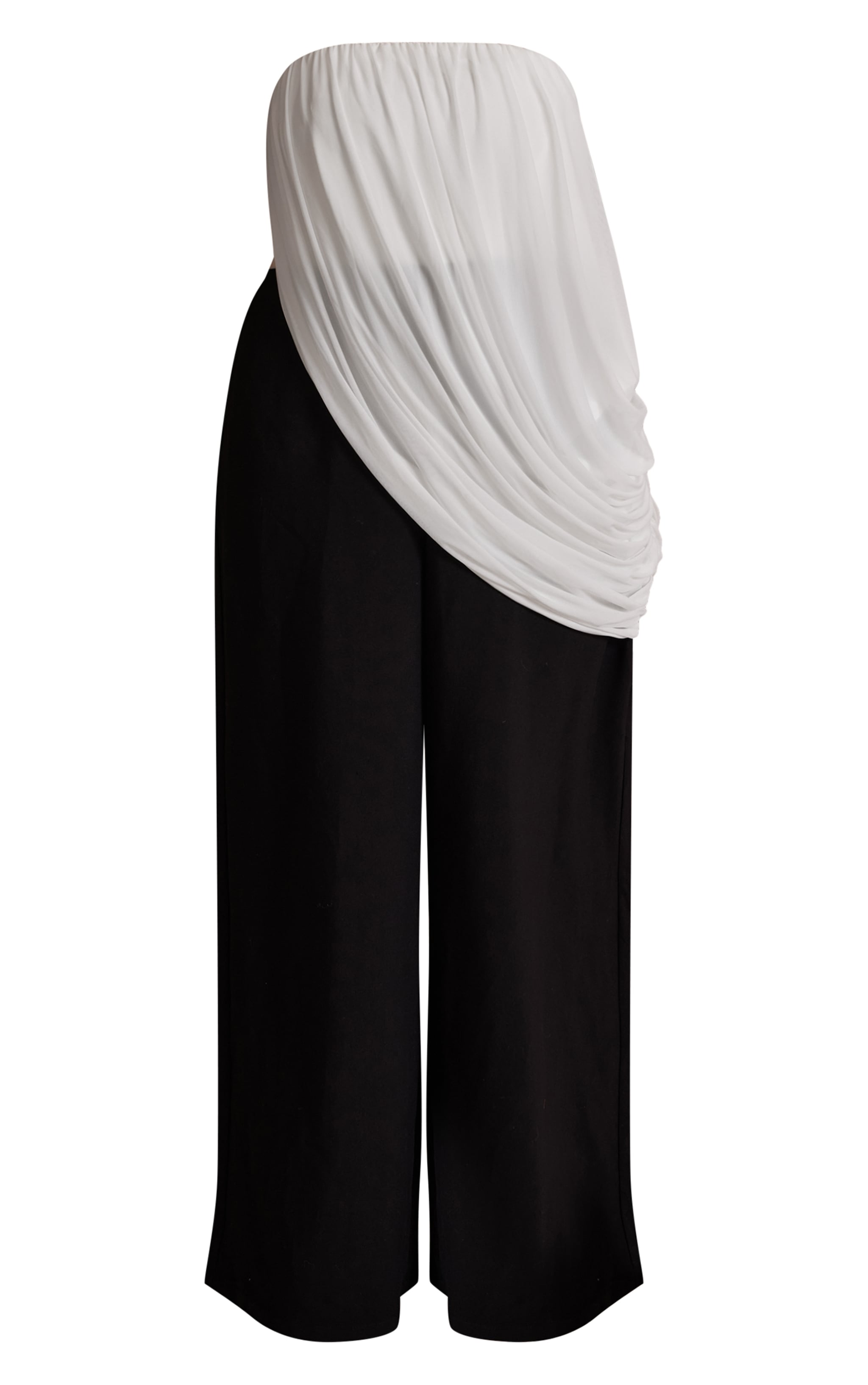 PLT Label Plus Monochrome Draped Mesh Jumpsuit image 5