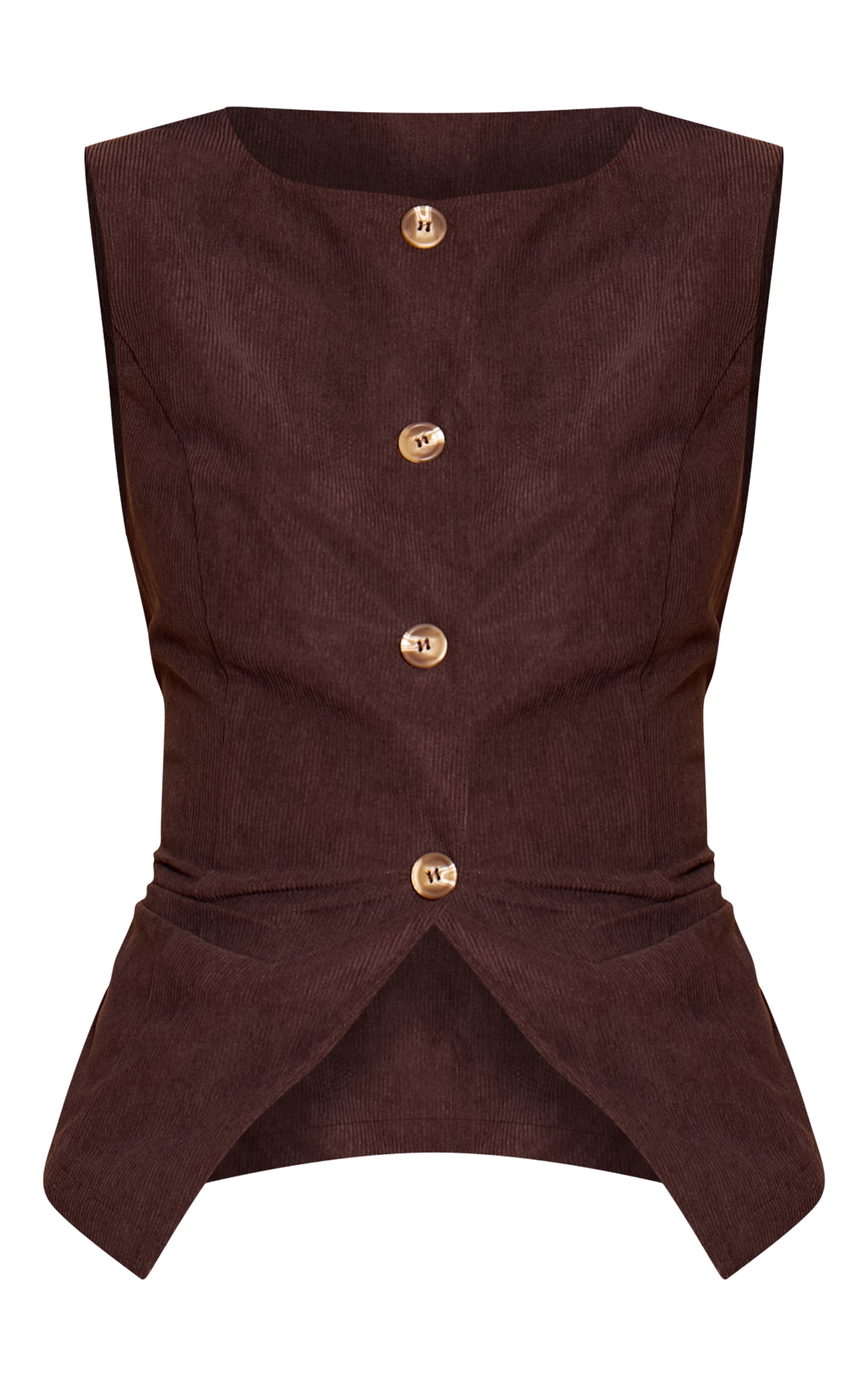 Chocolate Cord Scoop Neck Longline Vest image 5