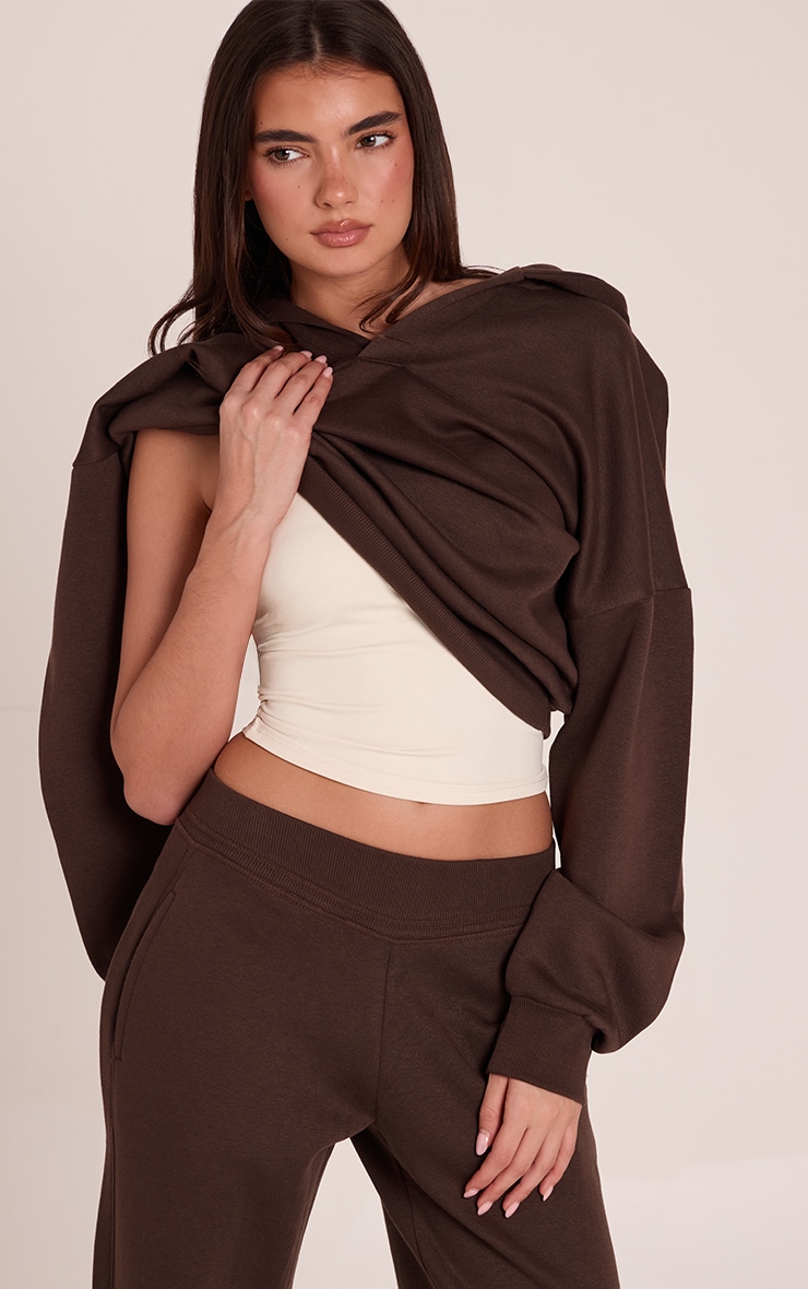 Chocolate V Neck Hoodie image 1