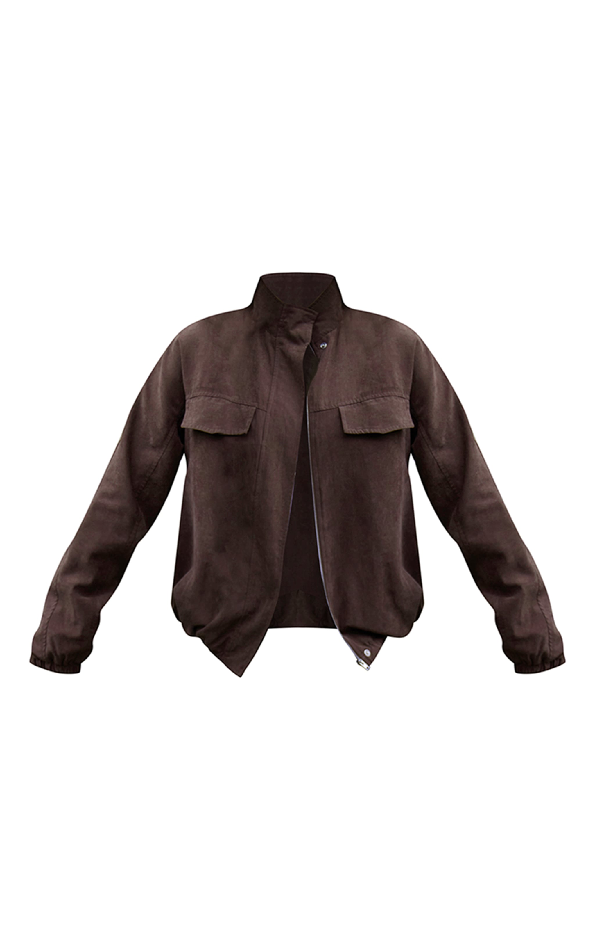 Veste marron à col montant et zip image 5
