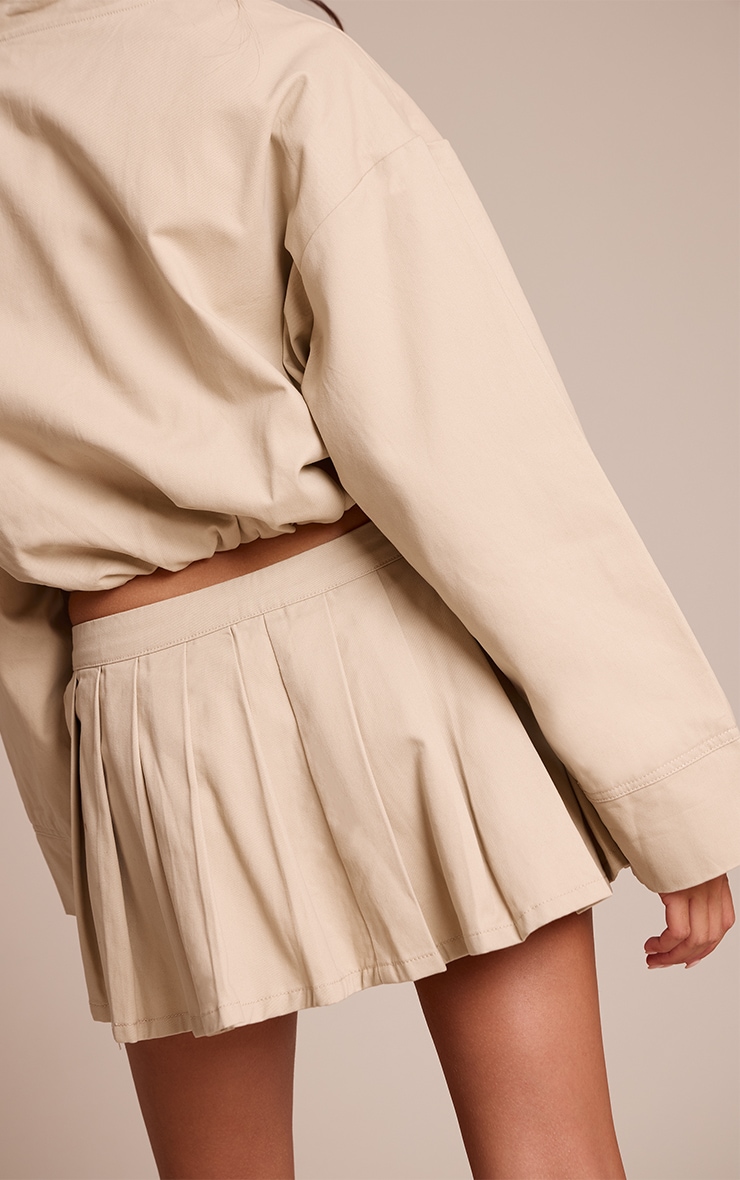 Sand Pleated Denim Mini Skirt image 3