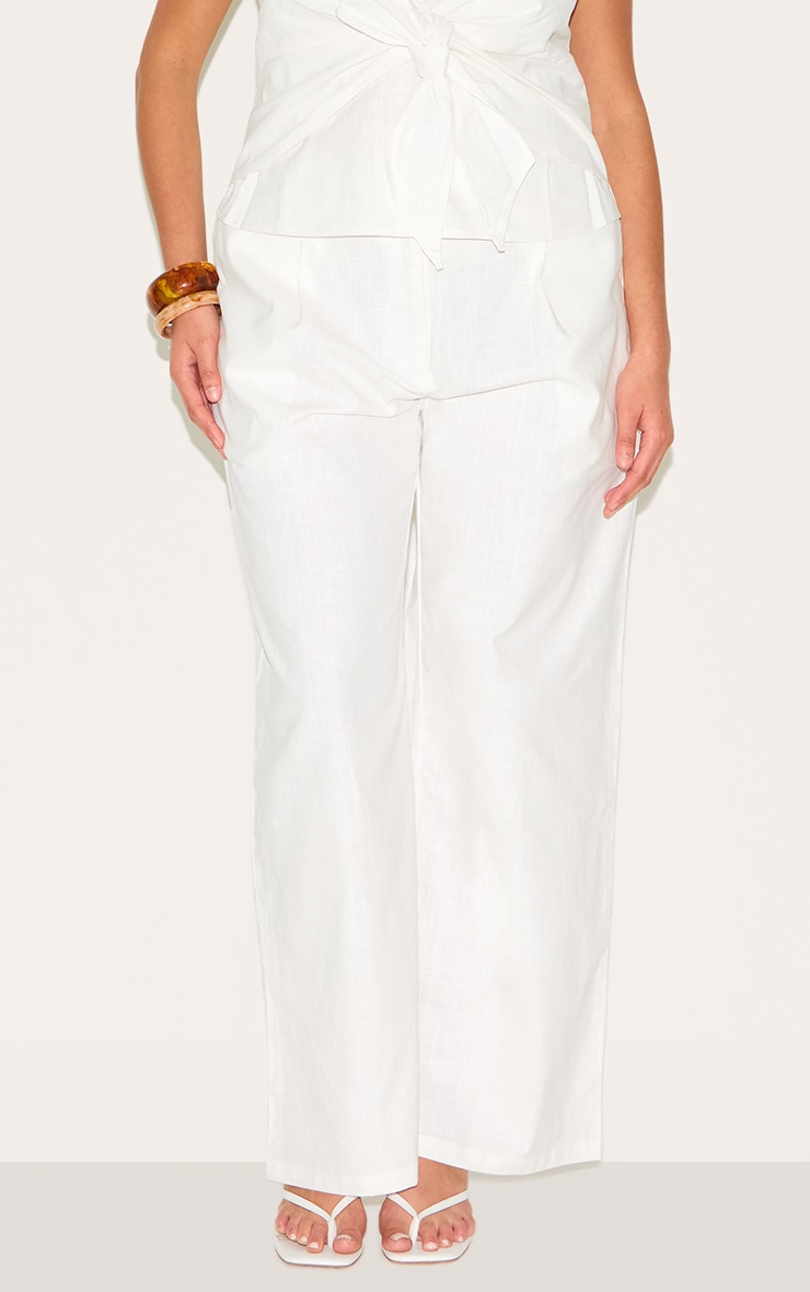 Plus White Linen Pintuck Pant image 2