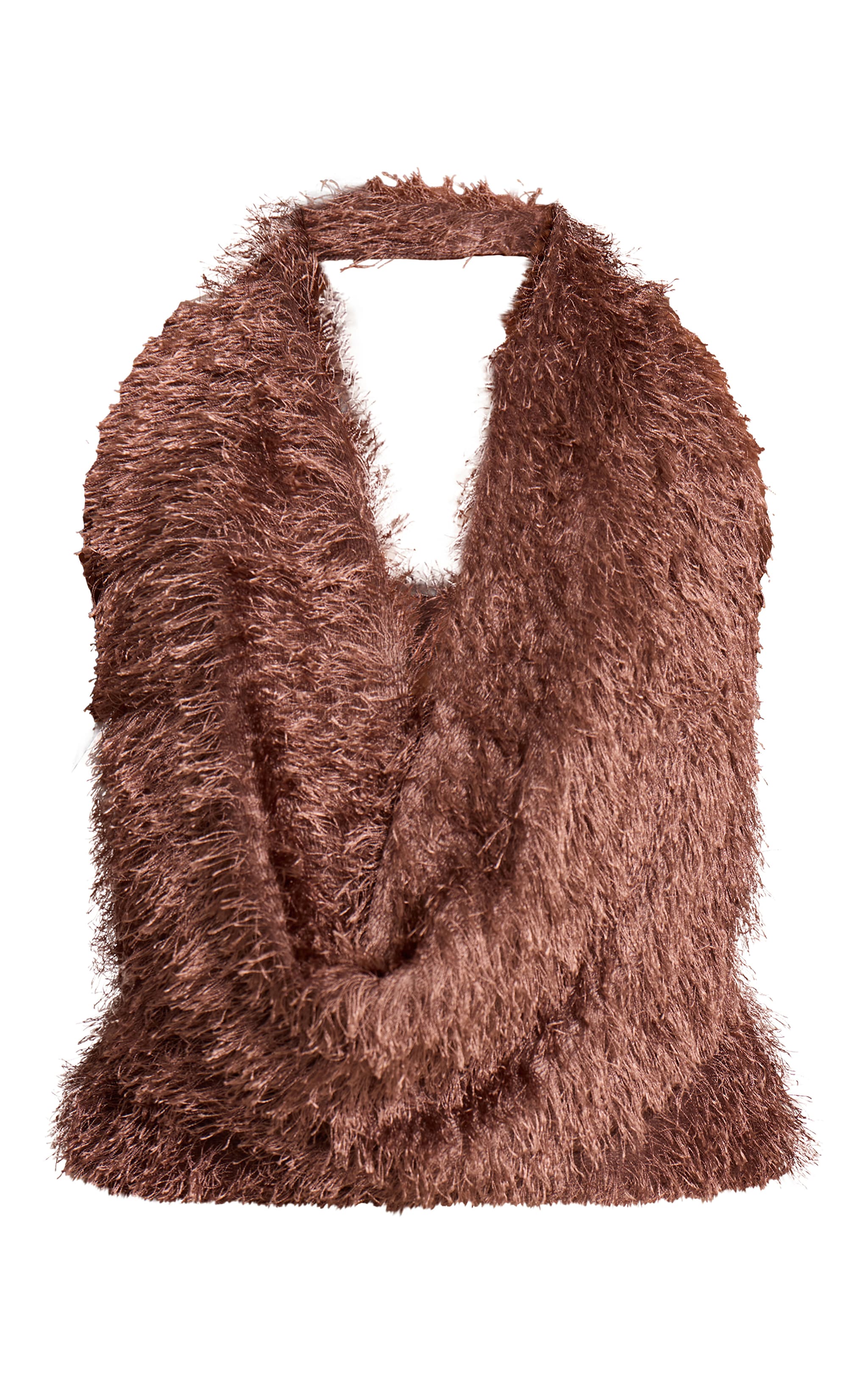 Chocolate Textured Cowl Halterneck Top image 5