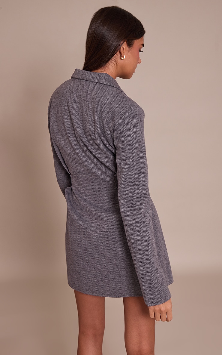 Charcoal Wool Look Tailored Blazer Dress image 2