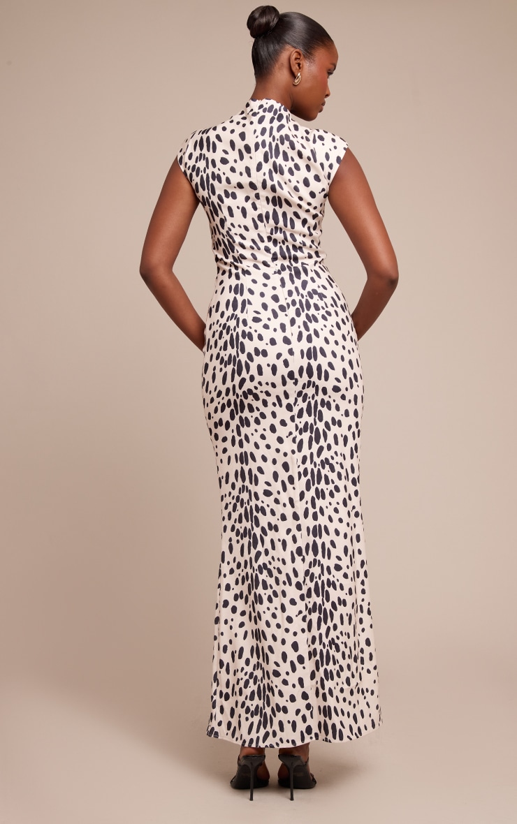 White Printed High Neck Sleeveless Maxi Dress image 2
