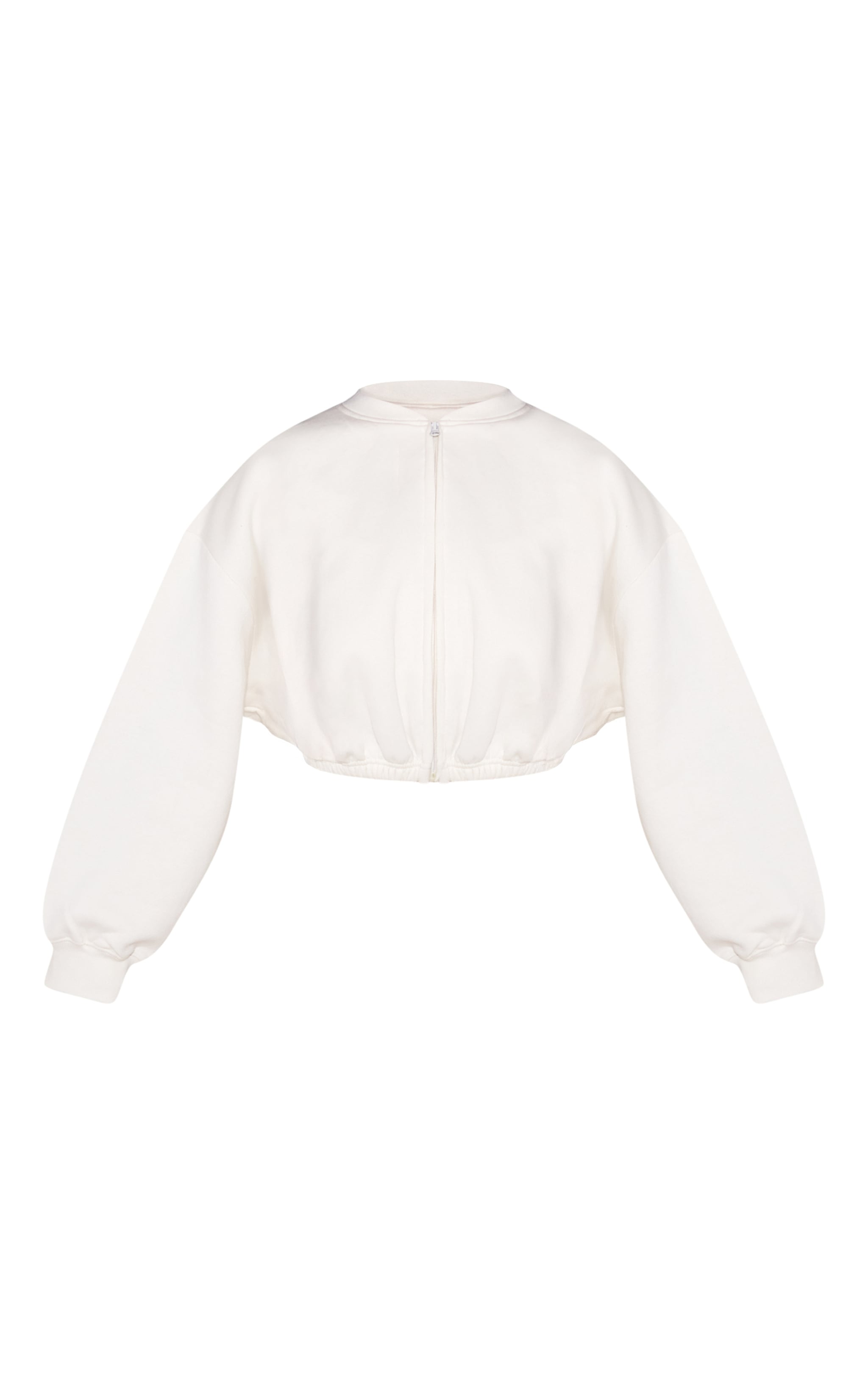 Off White Drawcord Waist Cropped Zip Up Sweatshirt image 5